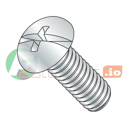 #10-24 X 3/4 In Combination Phillips/Slotted Round Machine Screw, Zinc Plated Steel, 2000 PK